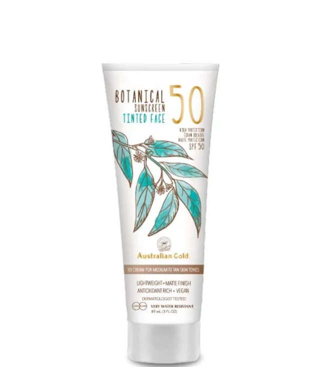 Australian Gold Botanical SPF 50 Tinted Face, Medium-Tan 88 ml.