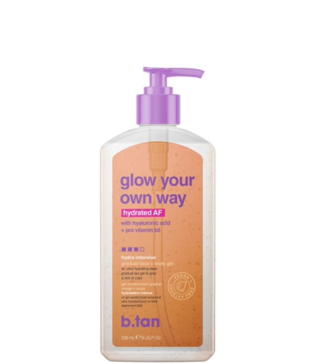 b.tan glow your own way, hydrated AF, 236 ml.