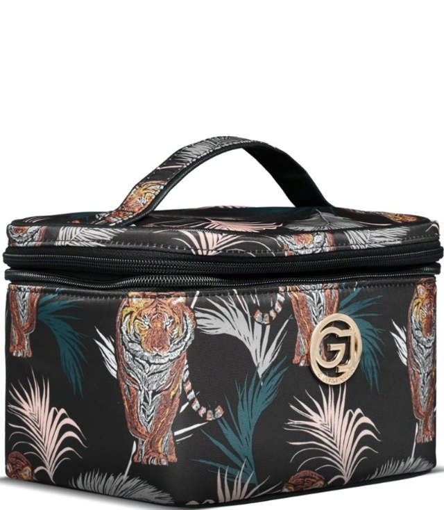 Gillian Jones Beautyboks - sort tigre og palme print