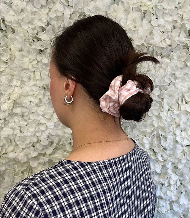JA-NI Hair Accessories - Hair Scrunchies, The Pink Wide Checkered