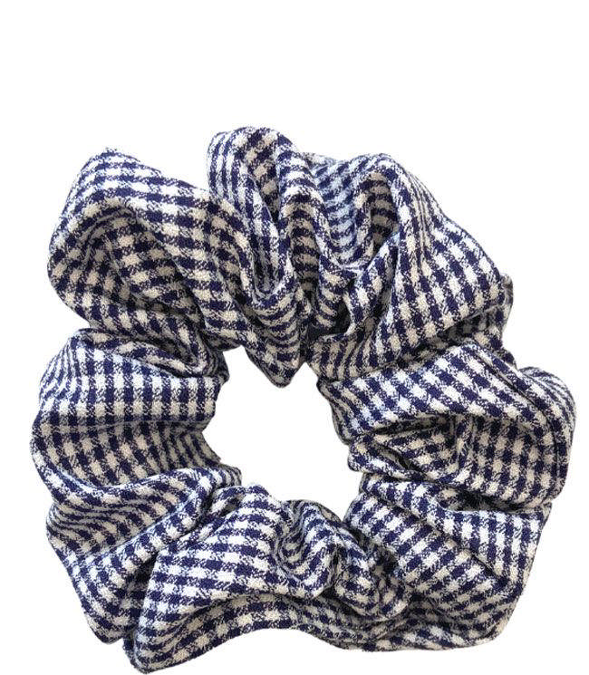 JA-NI Hair Accessories - Hair Scrunchies Medium, The Navy Thin Checkered